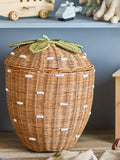 Basket with Lid Strawberry Pelino, Brown, Rattan - Le Petit Marché Home Furniture