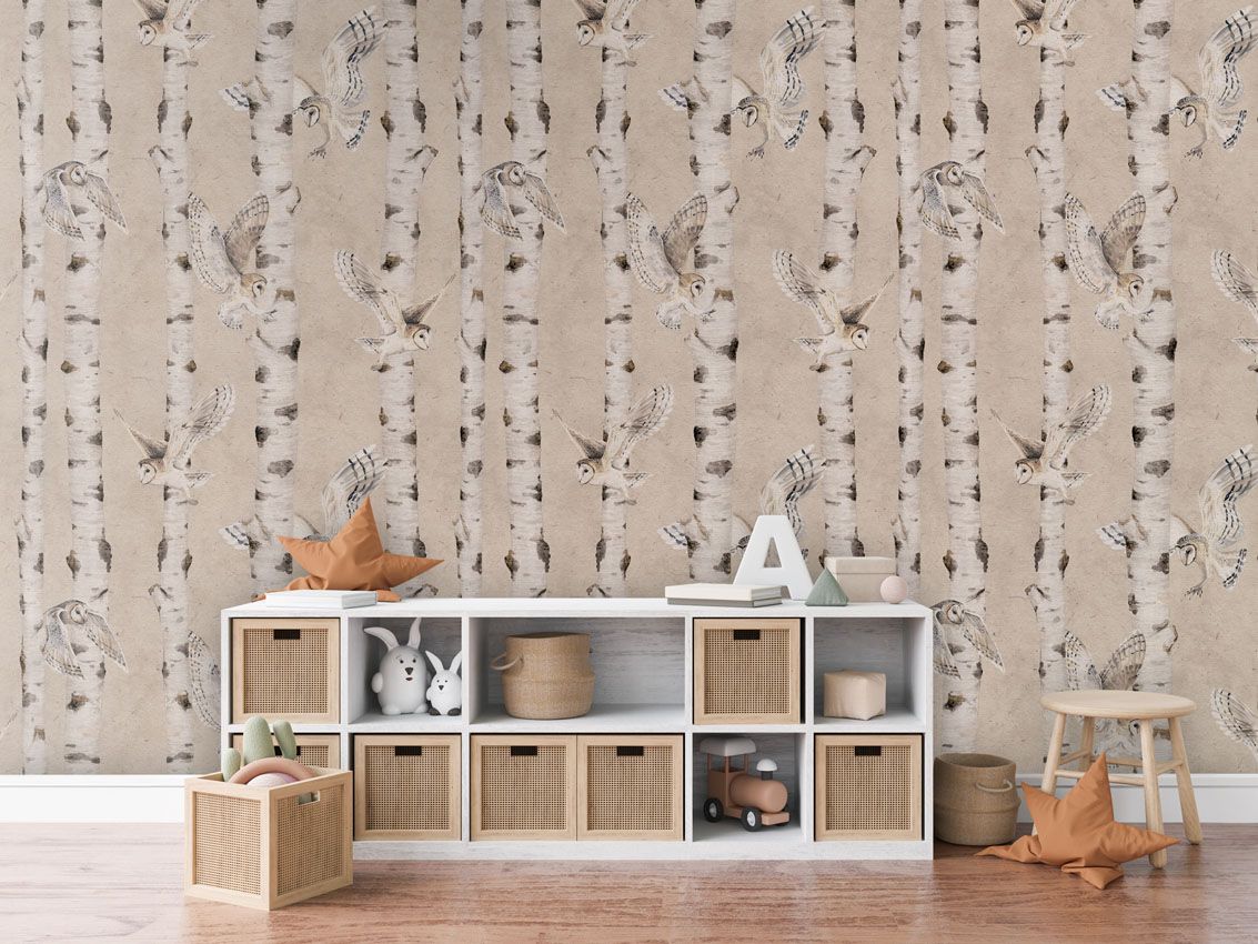 Birch and Owls - Beige - Le Petit Marché Home Furniture