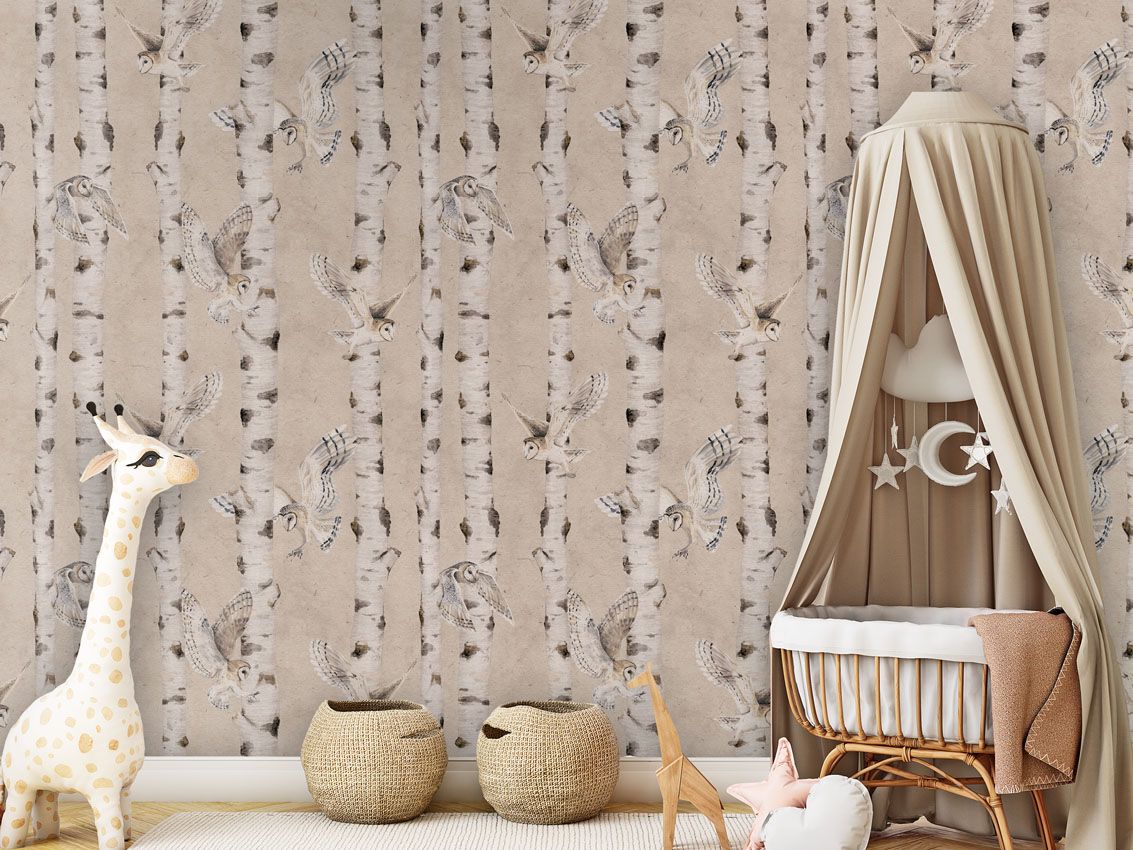 Birch and Owls - Beige - Le Petit Marché Home Furniture