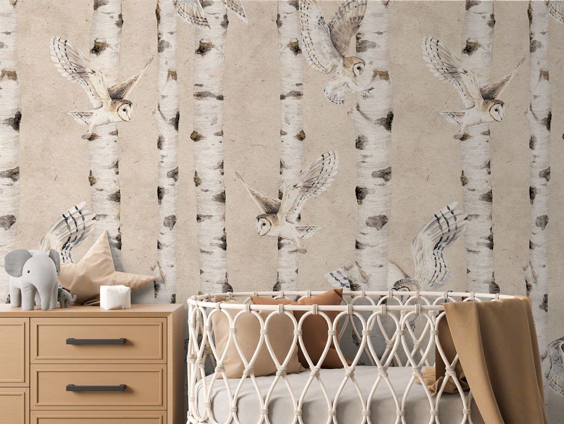Birch and Owls - Beige - Le Petit Marché Home Furniture