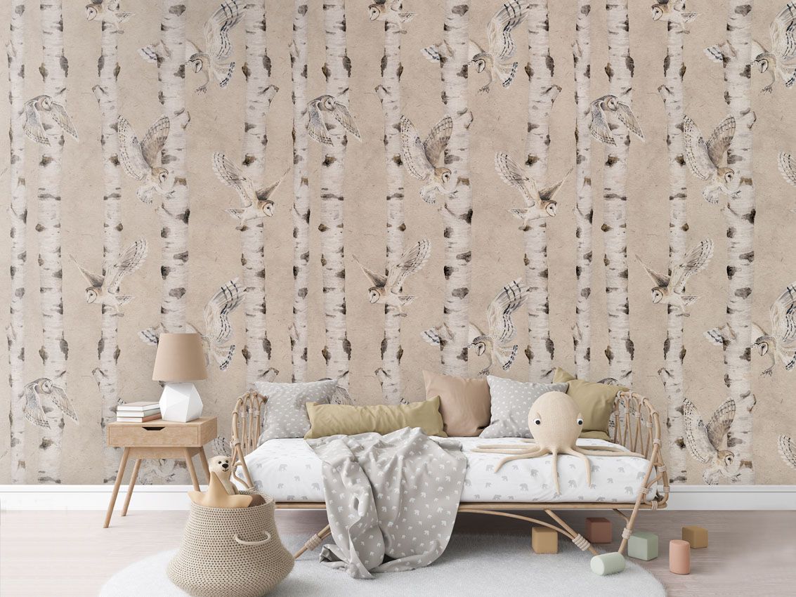 Birch and Owls - Beige - Le Petit Marché Home Furniture