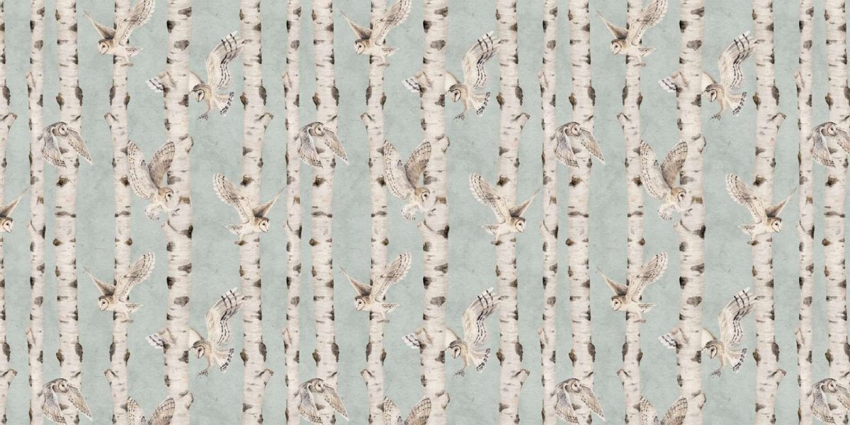 Birch and Owls - Blue - Le Petit Marché Home Furniture