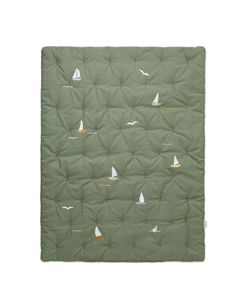 Embroidered Play Mattress, Sailboats SOH - Le Petit Marché Home Furniture