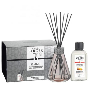 Lampe Gift Set, BQT Pyramide Rose Antique with Orange Cinnamon Refill 200ml - Le Petit Marché Home Furniture