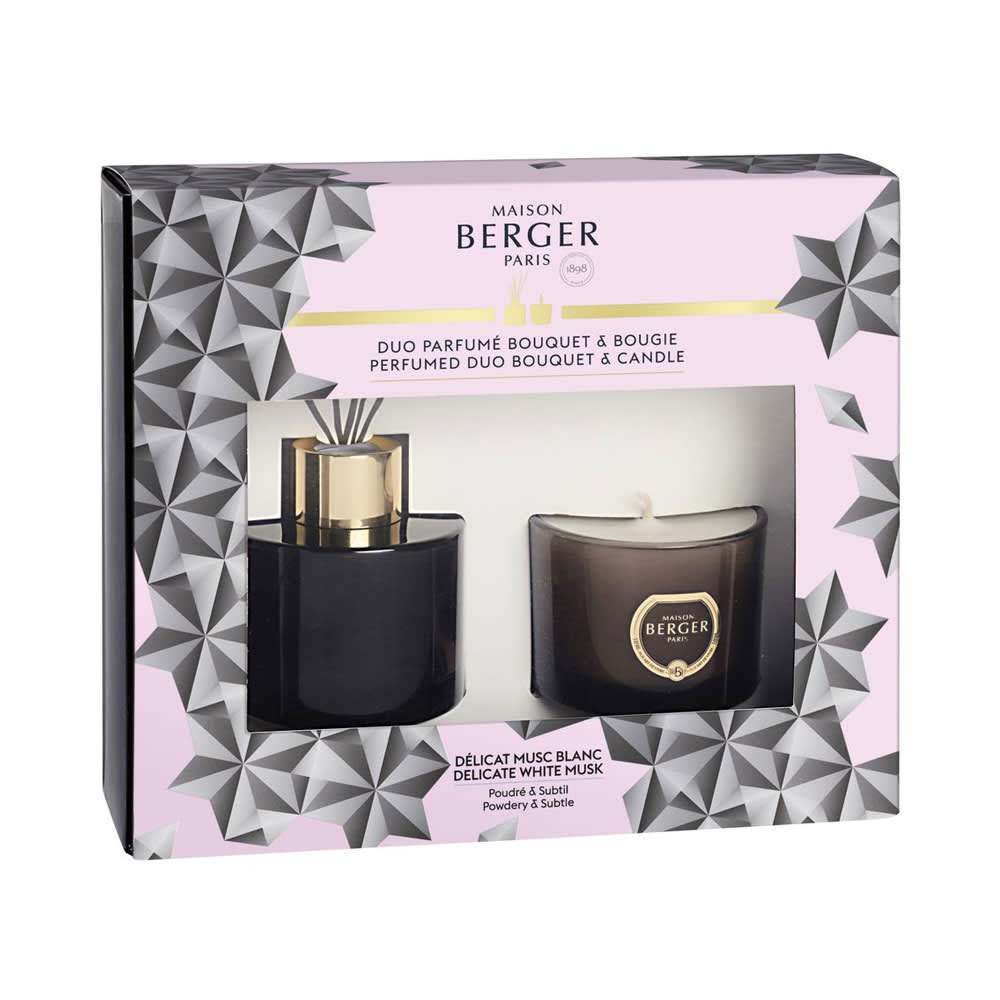 Lampe Gift Set, Delicate White Musk Perfumed Duo Bouquet & Candle - Le Petit Marché Home Furniture