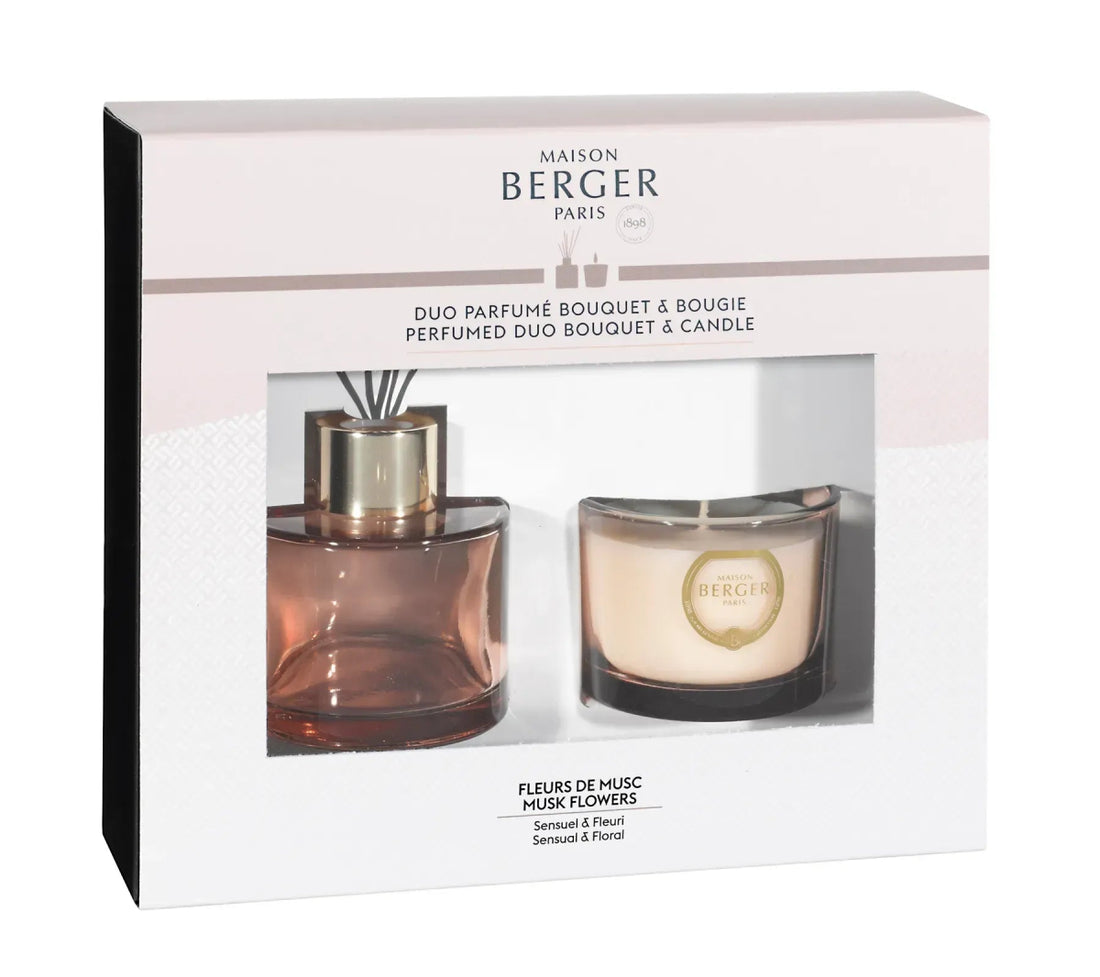 Lampe Gift Set, Musk Flowers Perfumed Duo Bouquet & Candle - Le Petit Marché Home Furniture