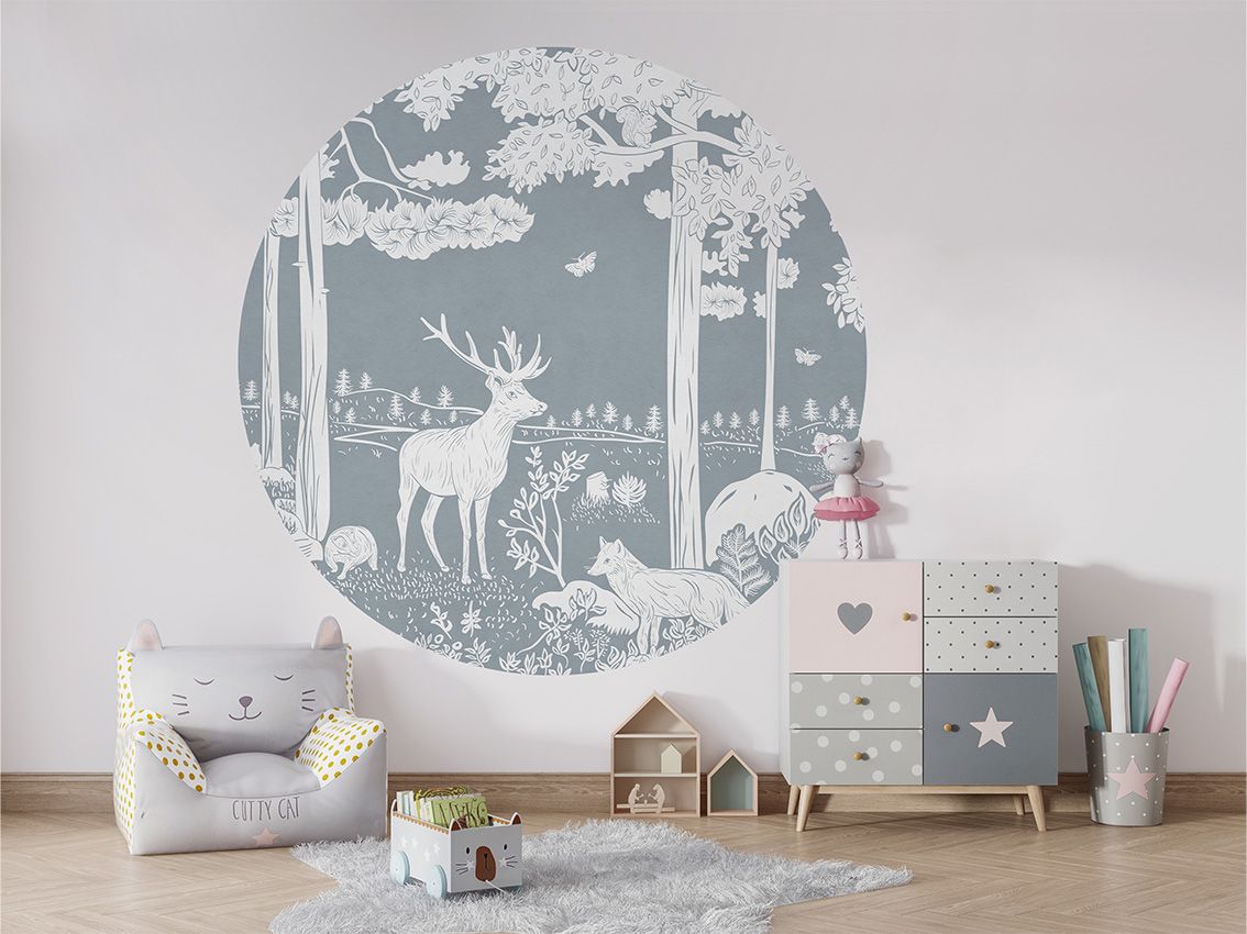 Monochrome Forest - Blue - Circle - Le Petit Marché Home Furniture