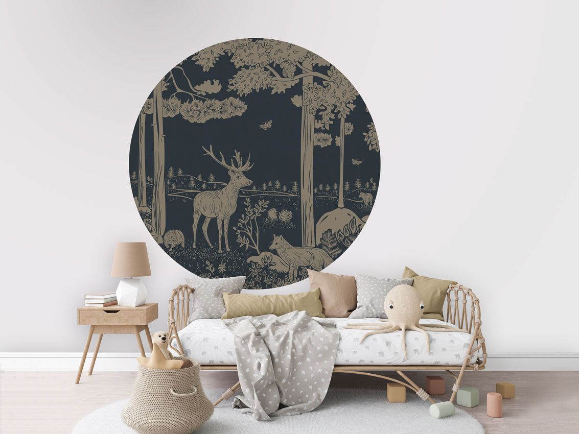 Monochrome Forest - Blue Vintage - Circle - Le Petit Marché Home Furniture