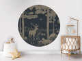 Monochrome Forest - Blue Vintage - Circle - Le Petit Marché Home Furniture