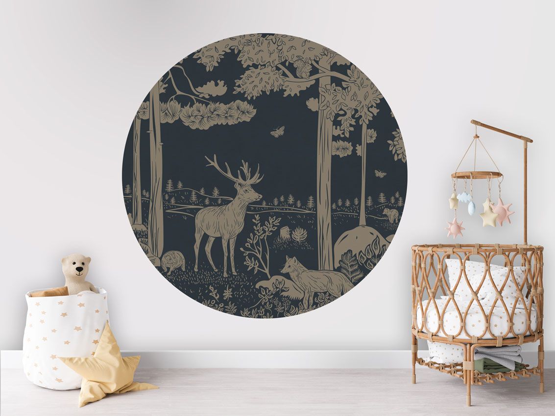 Monochrome Forest - Blue Vintage - Circle - Le Petit Marché Home Furniture