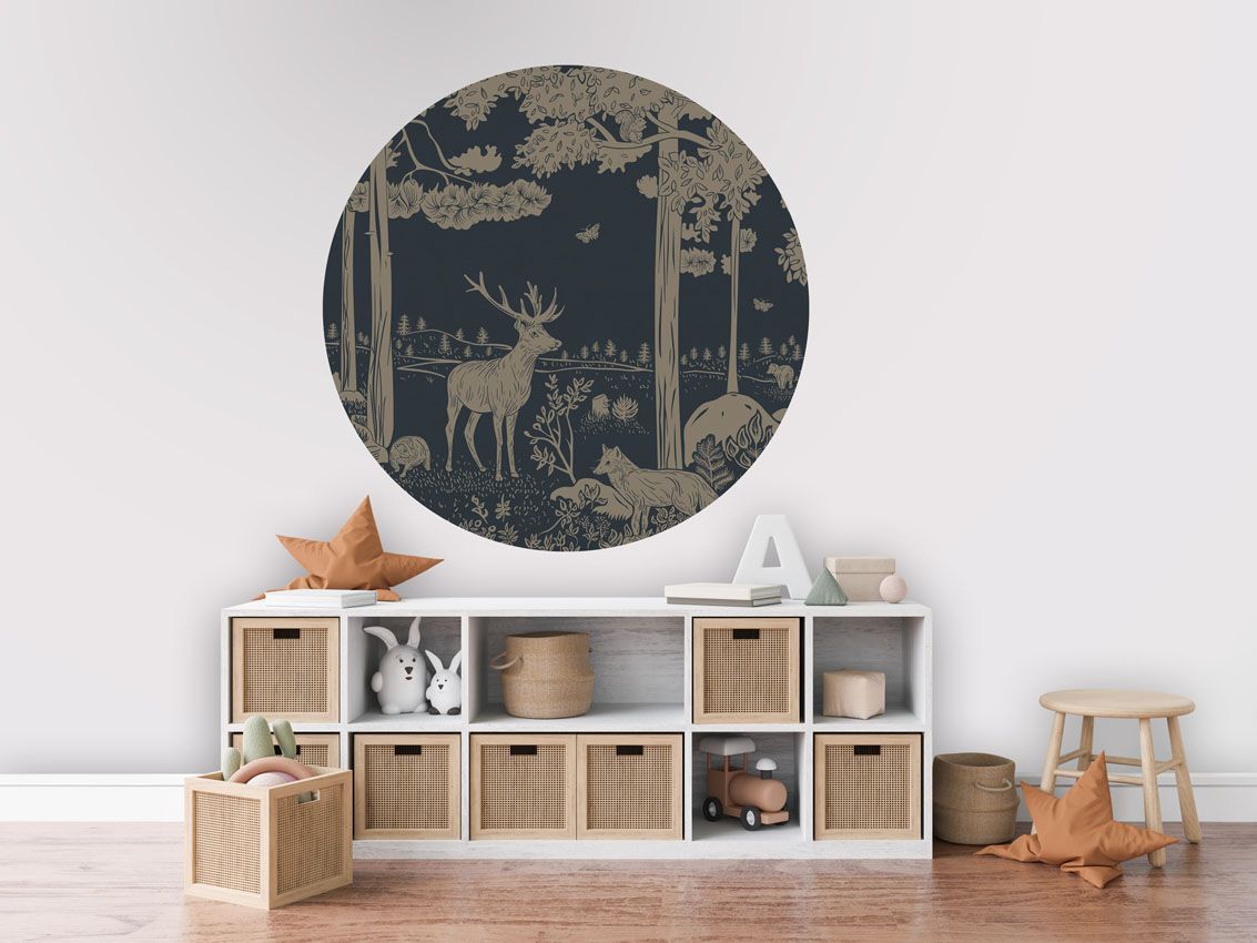 Monochrome Forest - Blue Vintage - Circle - Le Petit Marché Home Furniture