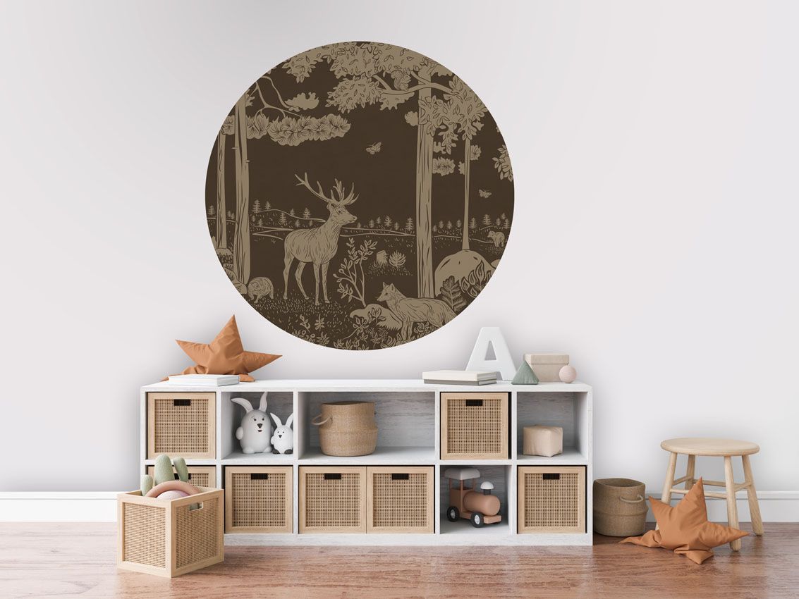 Monochrome Forest - Brown Vintage - Circle - Le Petit Marché Home Furniture