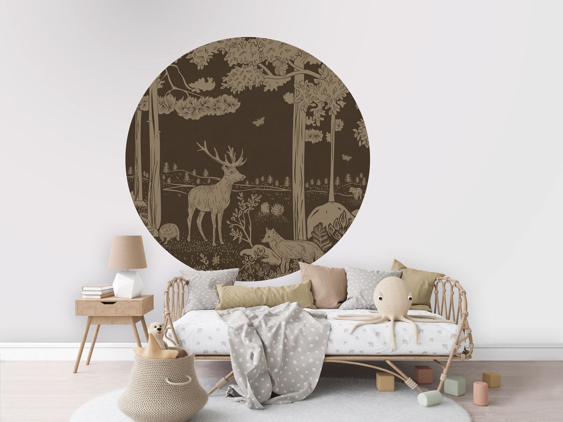 Monochrome Forest - Brown Vintage - Circle - Le Petit Marché Home Furniture