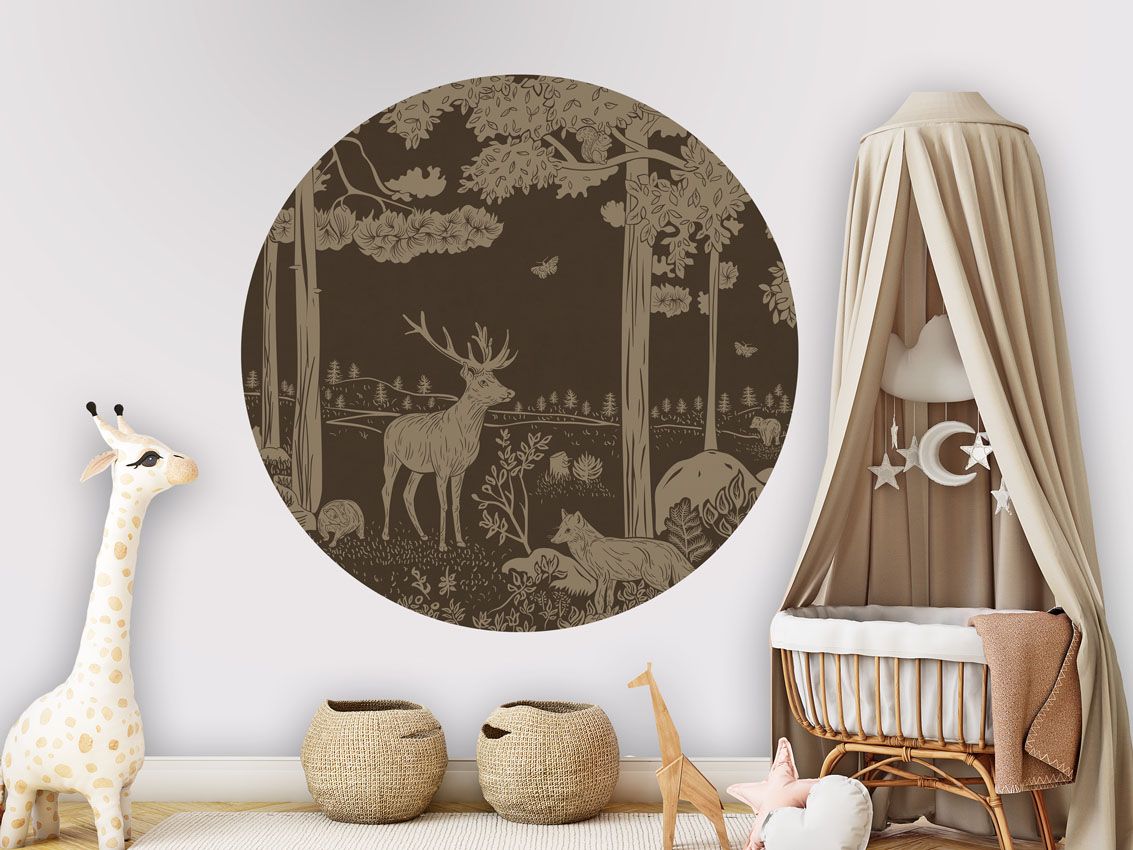 Monochrome Forest - Brown Vintage - Circle - Le Petit Marché Home Furniture