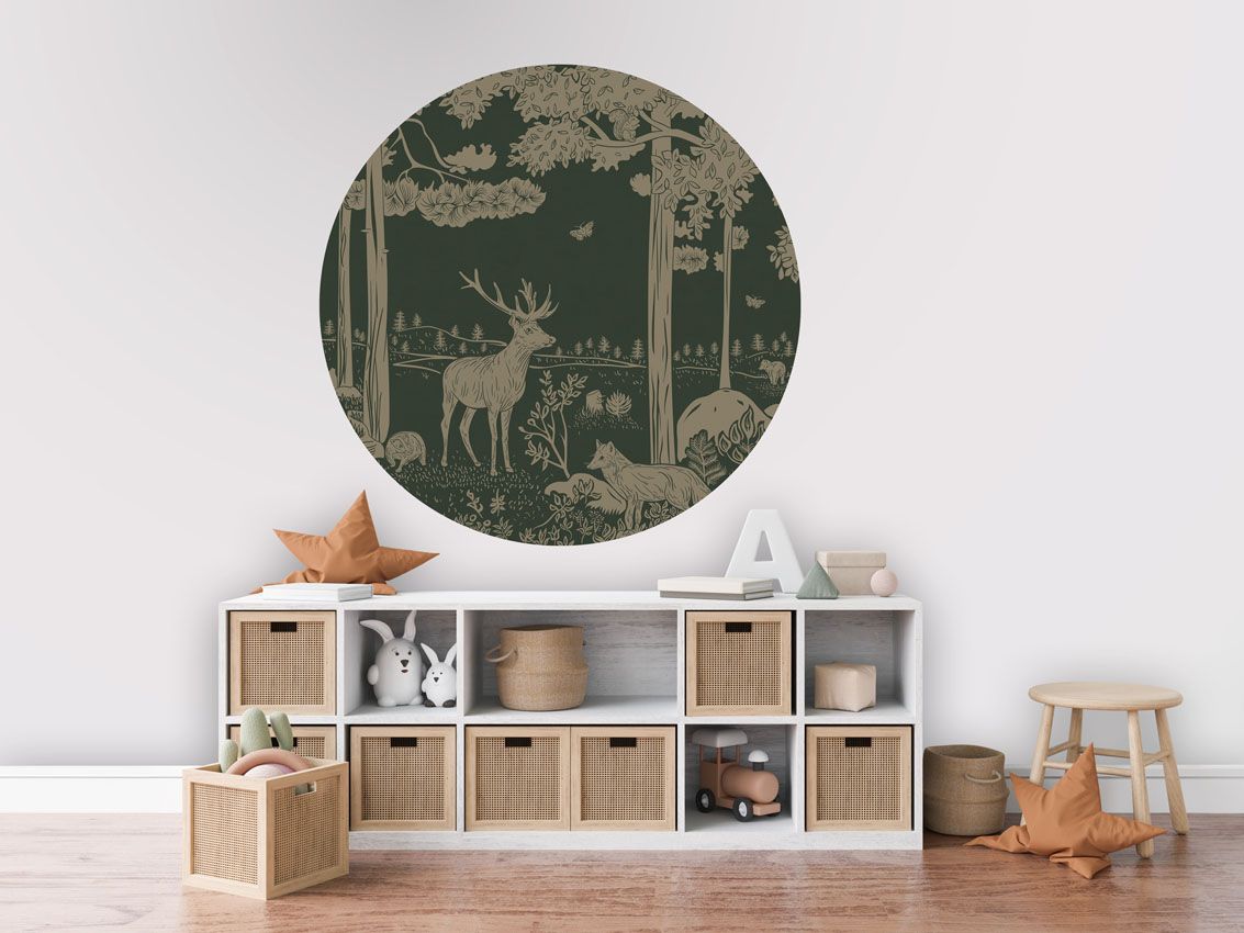 Monochrome Forest - Green Vintage - Circle - Le Petit Marché Home Furniture