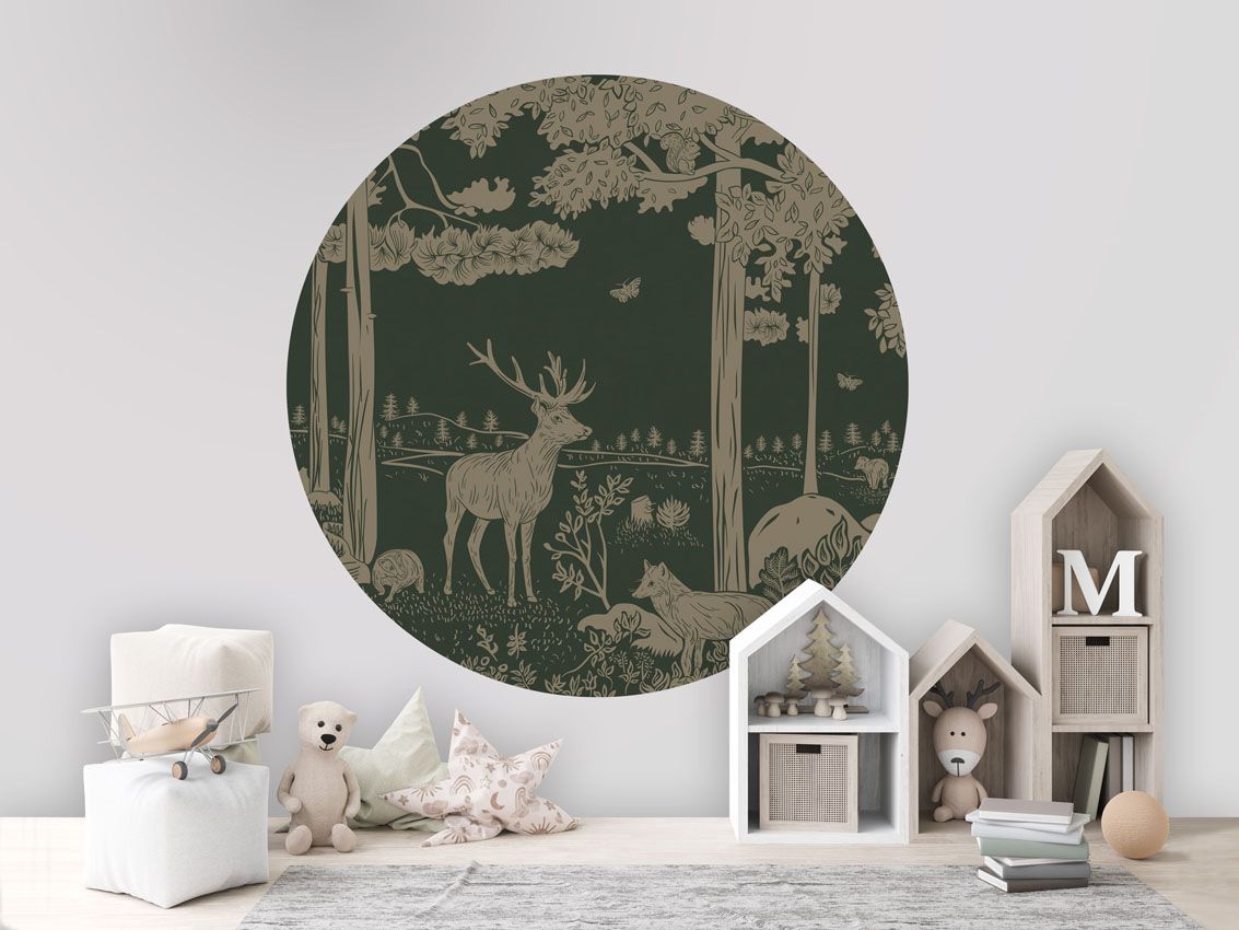 Monochrome Forest - Green Vintage - Circle - Le Petit Marché Home Furniture