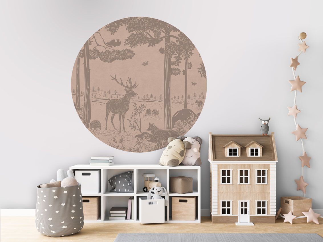 Monochrome Forest - Pink Vintage - Circle - Le Petit Marché Home Furniture