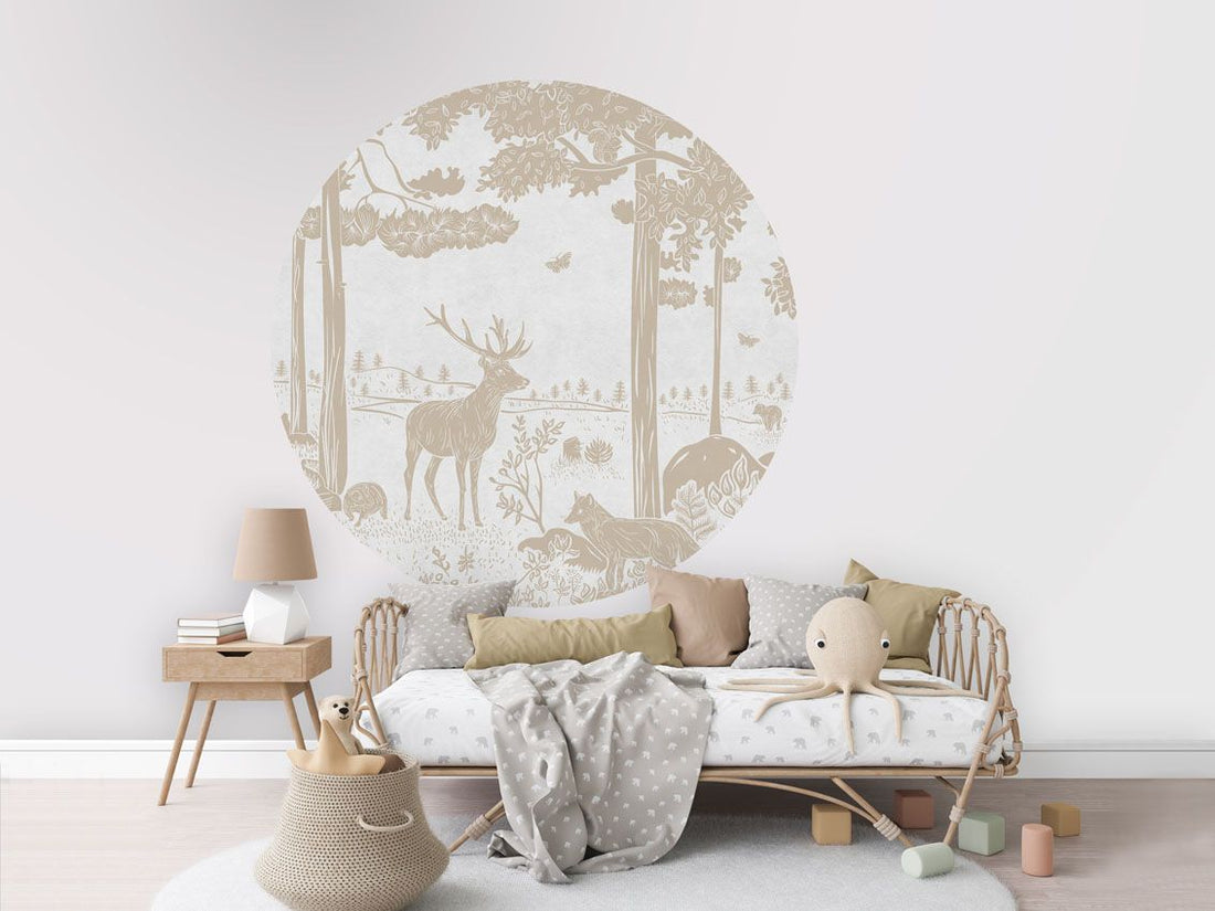 Monochrome Forest - White Vintage - Circle - Le Petit Marché Home Furniture