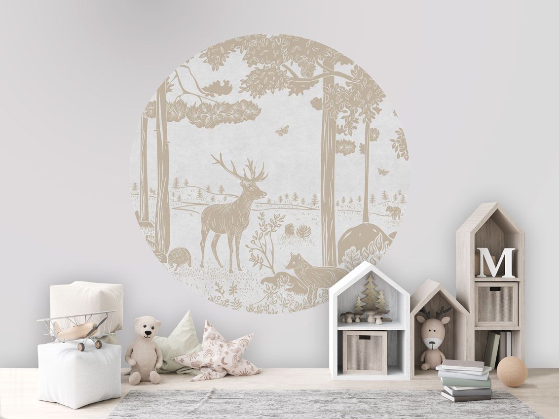 Monochrome Forest - White Vintage - Circle - Le Petit Marché Home Furniture