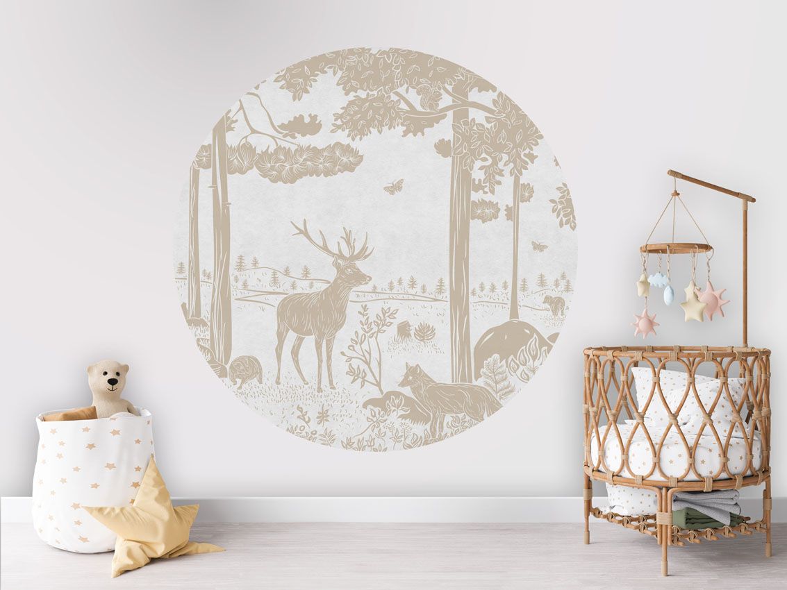 Monochrome Forest - White Vintage - Circle - Le Petit Marché Home Furniture