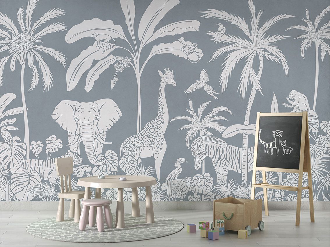 Monochrome Jungle - Blue - Le Petit Marché Home Furniture