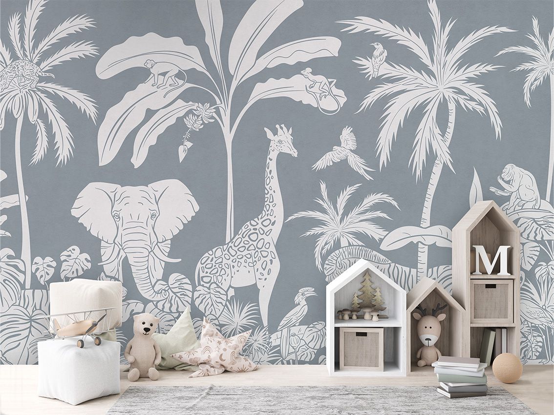 Monochrome Jungle - Blue - Le Petit Marché Home Furniture