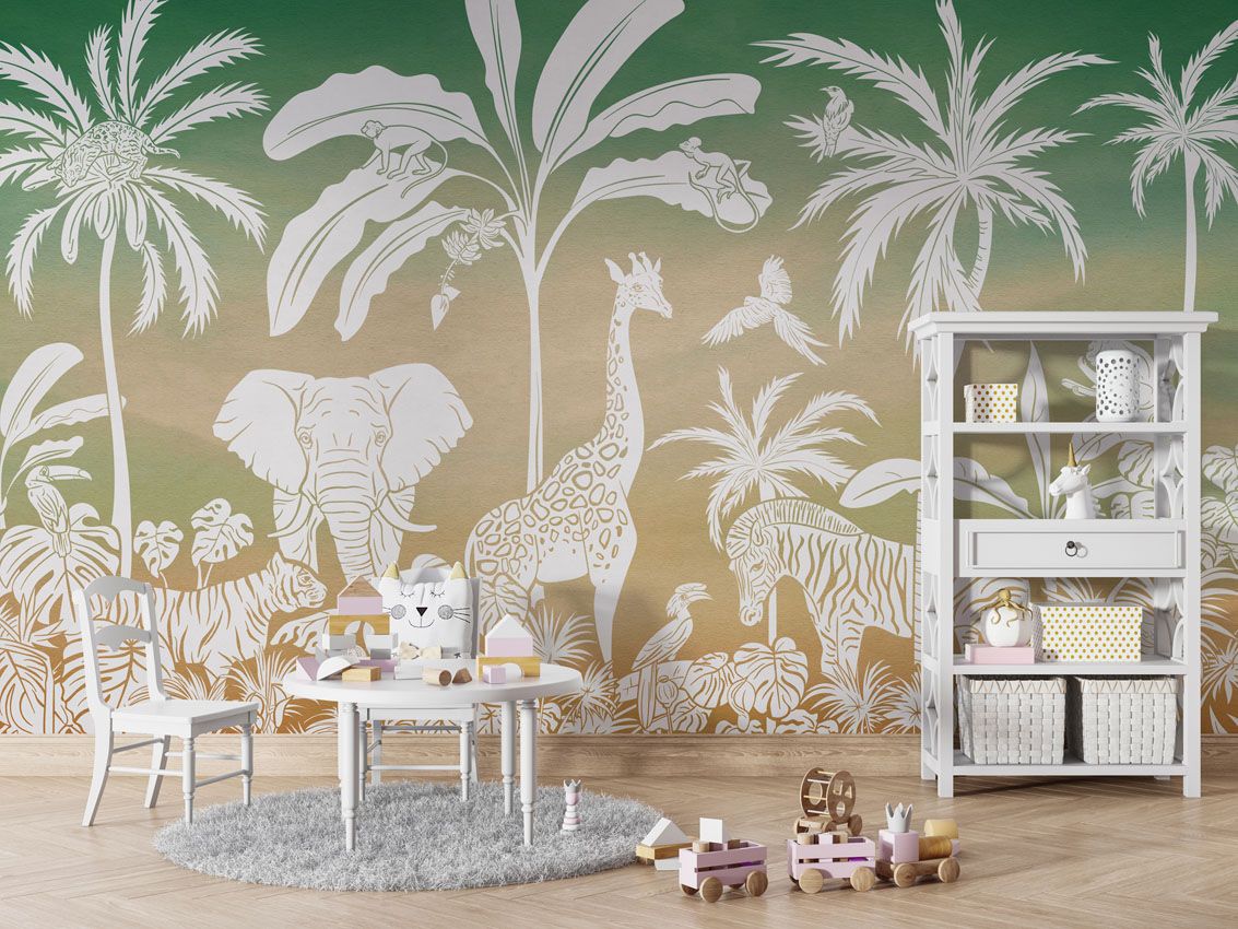 Monochrome Jungle - Green Sky - Le Petit Marché Home Furniture