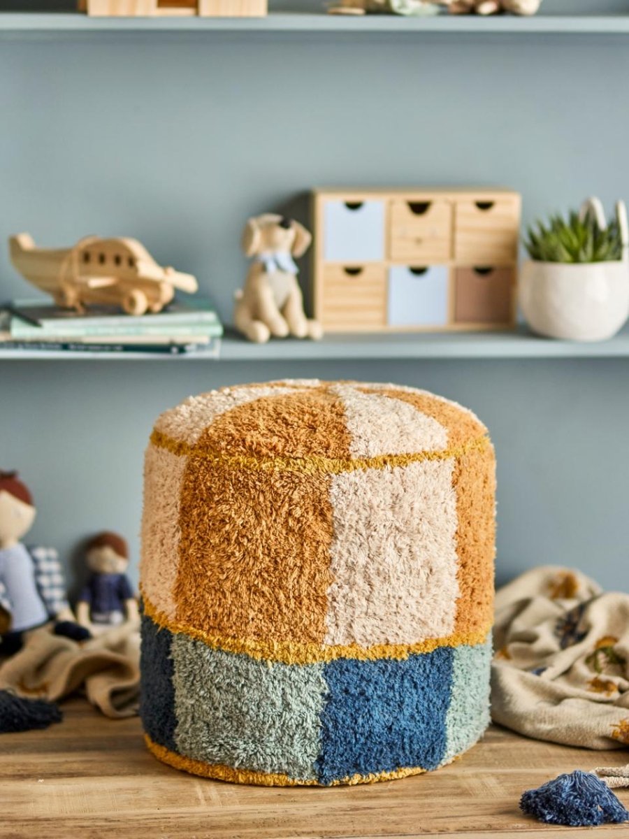Pouf Kio, Blue, Cotton - Le Petit Marché Home Furniture