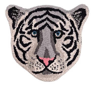 Rug, White Grey Tiger Face - Le Petit Marché Home Furniture