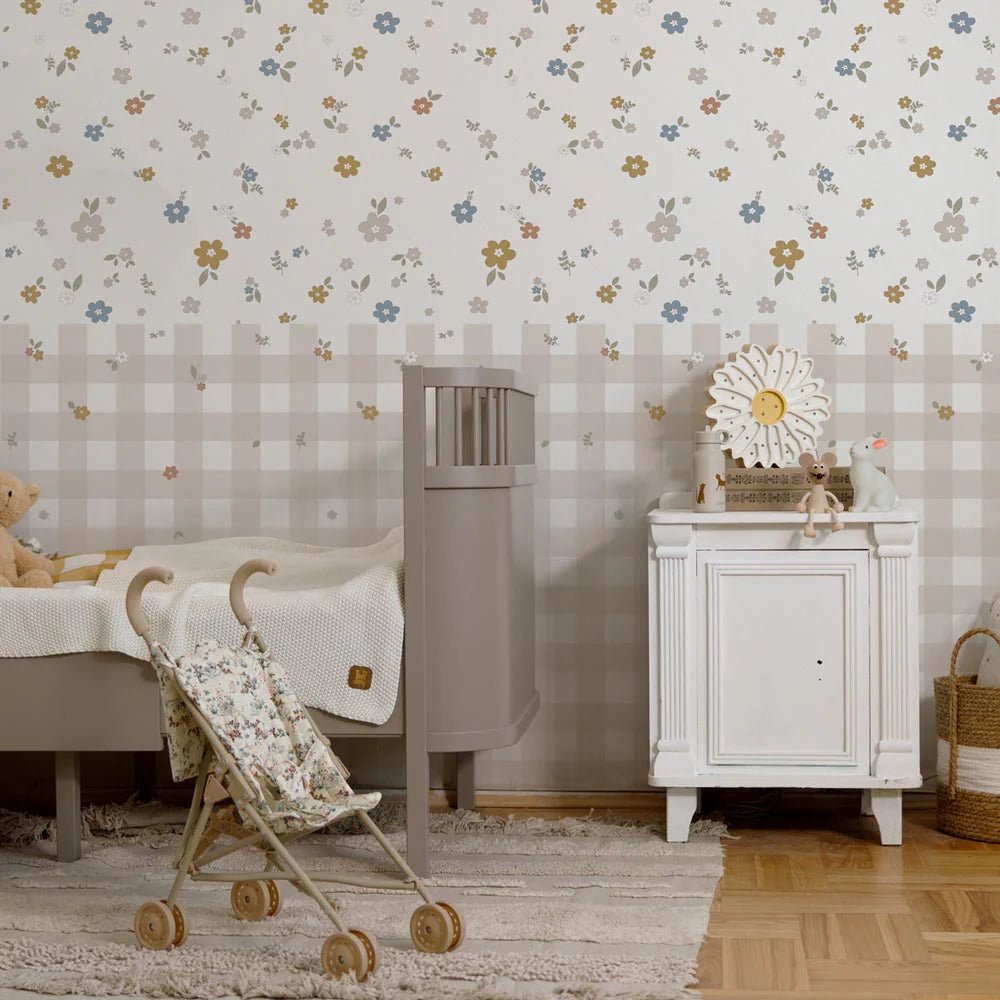 Wallpaper - Boho Meadow and Check - Le Petit Marché Home Furniture