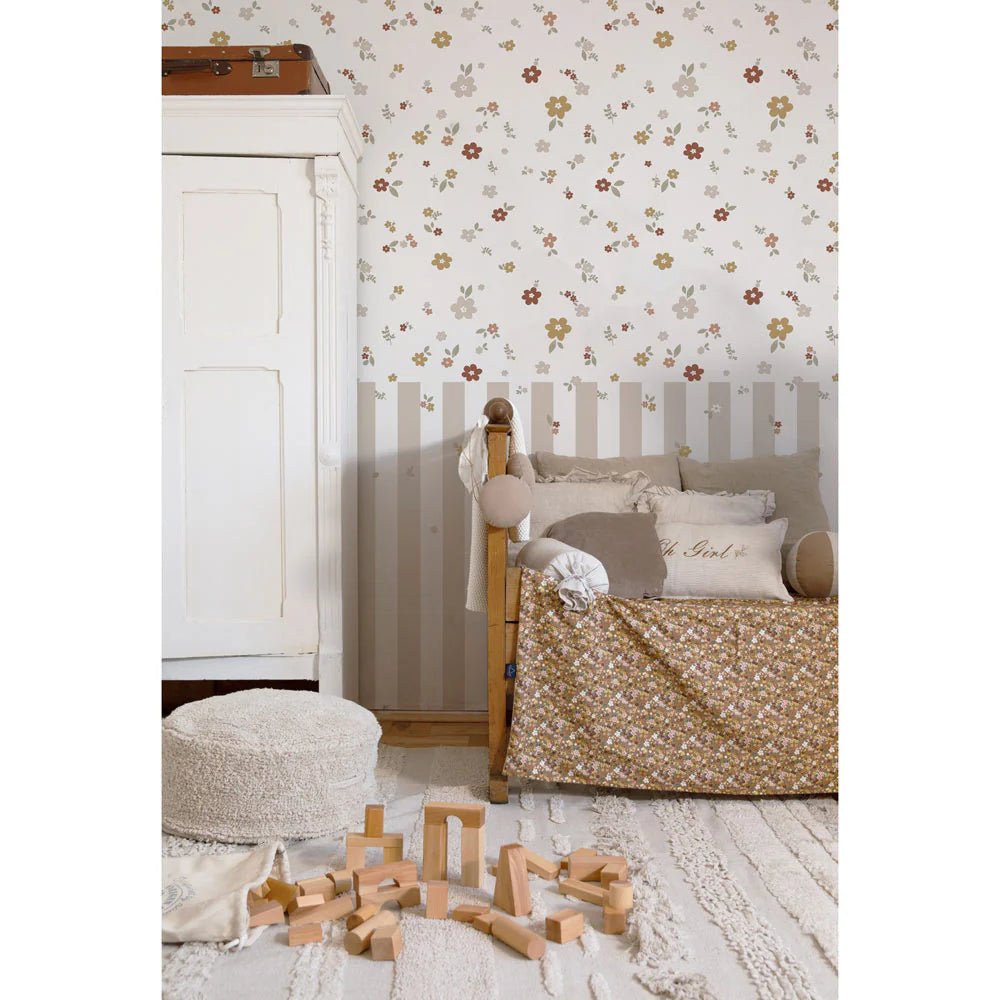 Wallpaper - Boho Meadow and Stripes - Le Petit Marché Home Furniture