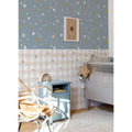 Wallpaper - Boho Meadow Blue and Check - Le Petit Marché Home Furniture