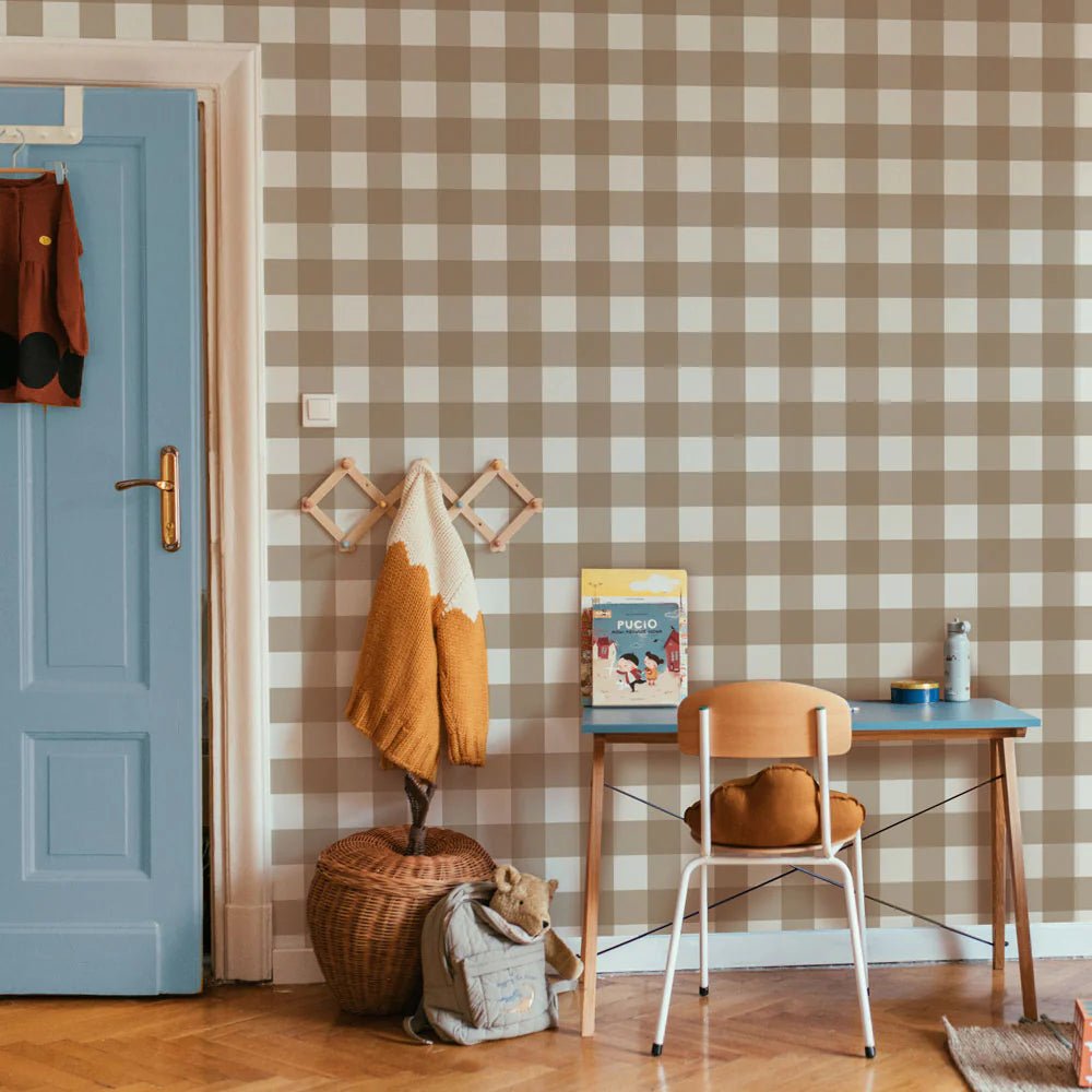 Wallpaper - Check Classic Brown - Le Petit Marché Home Furniture
