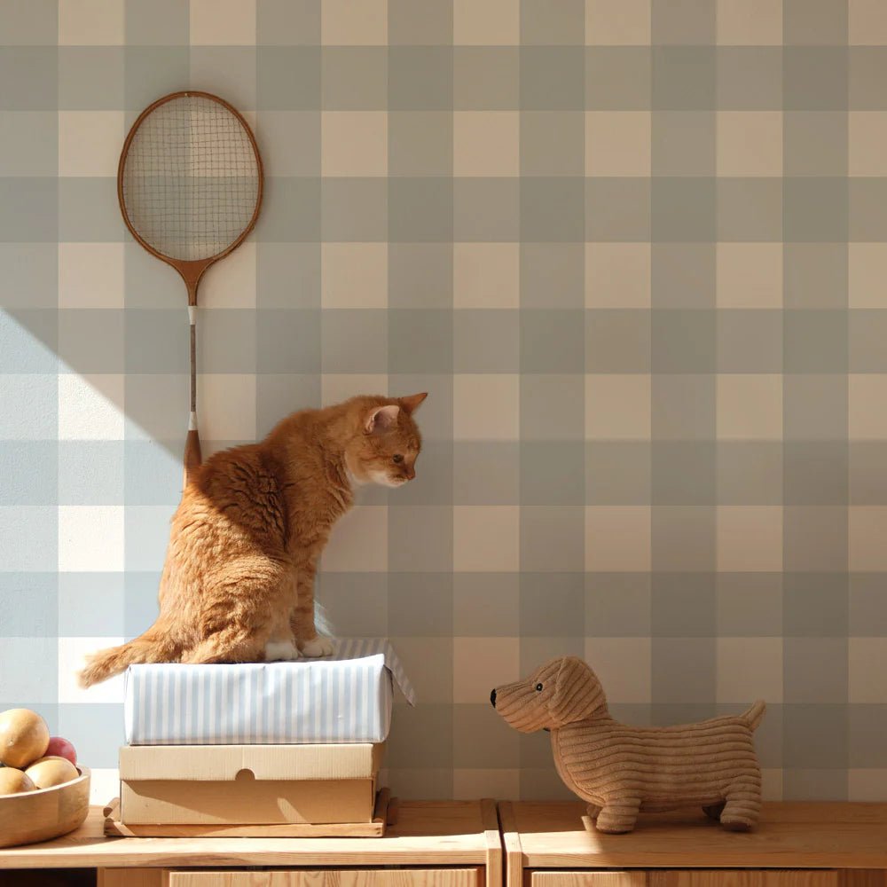 Wallpaper - Check Classic Light Blue - Le Petit Marché Home Furniture