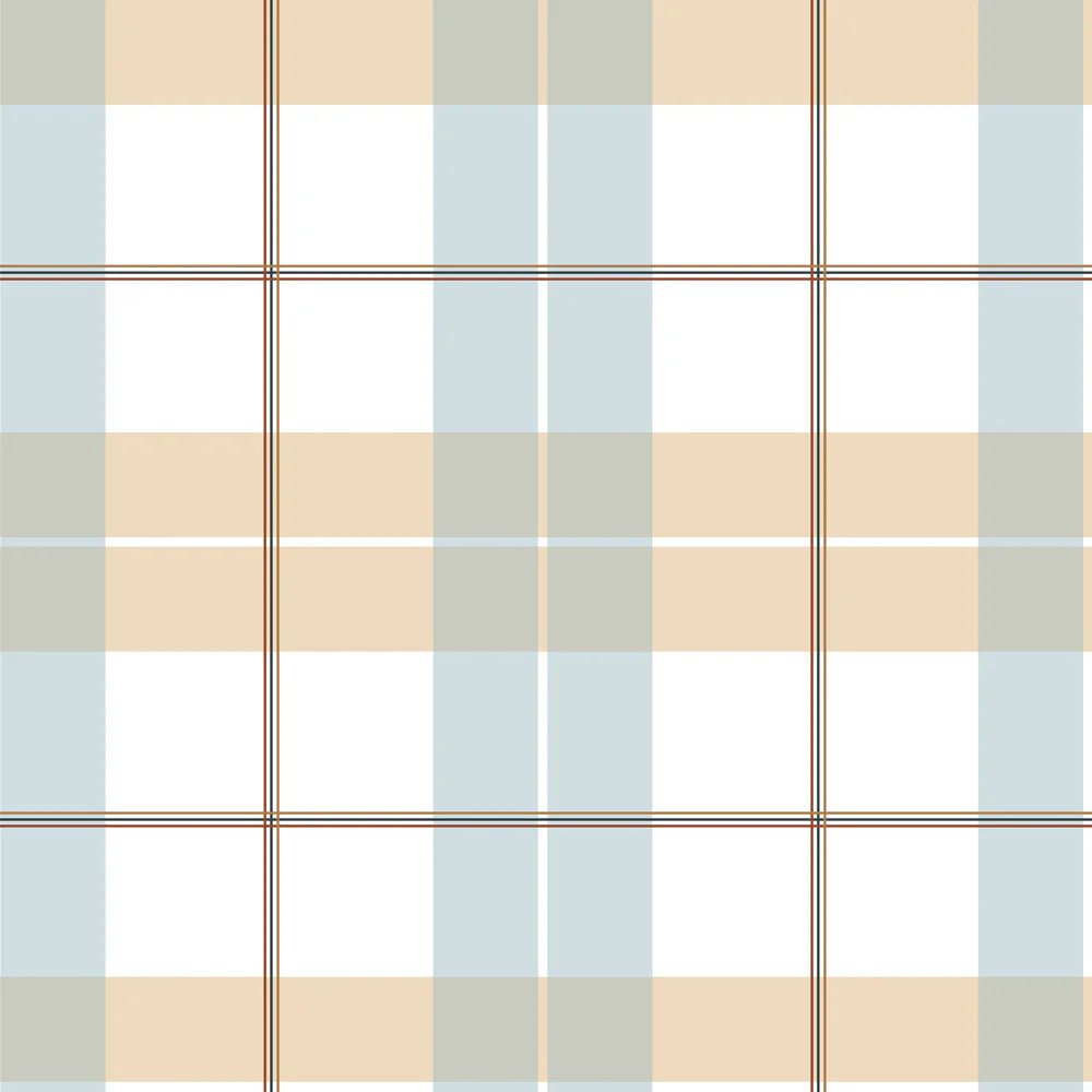 Wallpaper - Check Maxi Beige Blue Red - Le Petit Marché Home Furniture