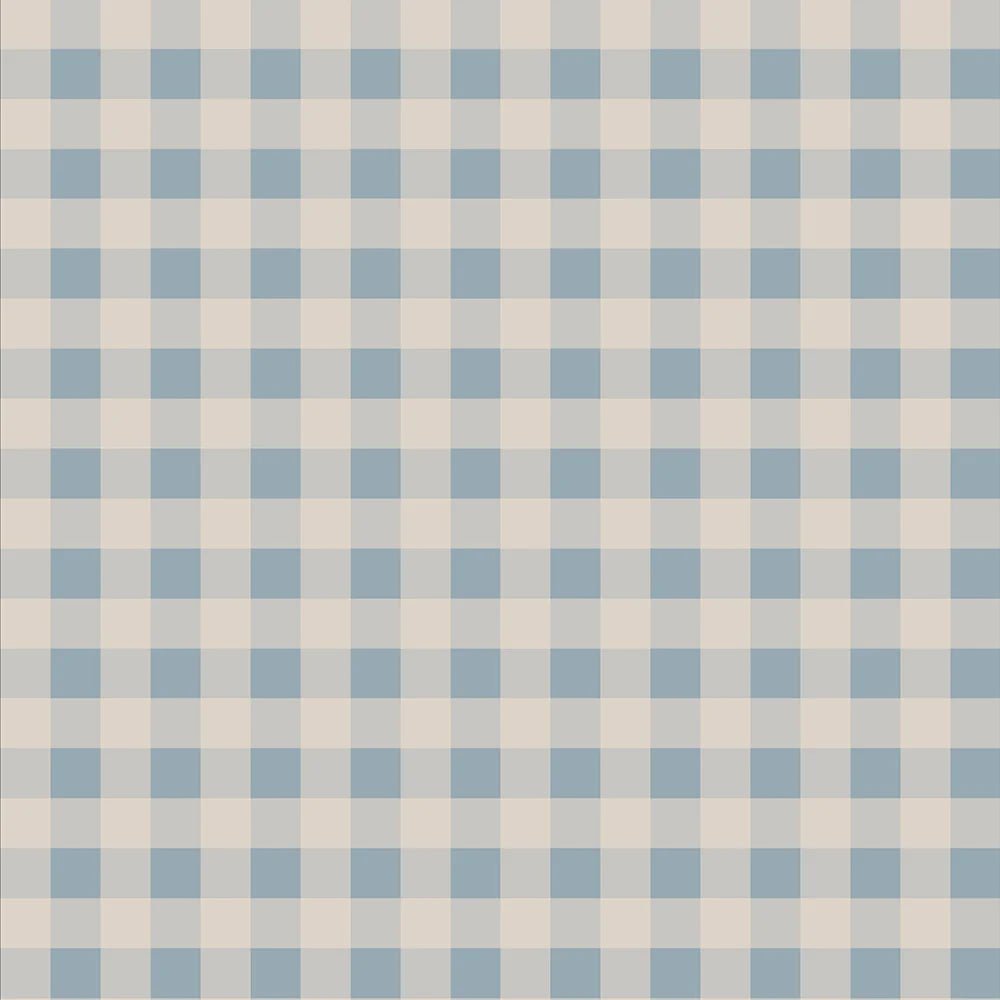 Wallpaper - Check Minimini Blue Cream - Le Petit Marché Home Furniture