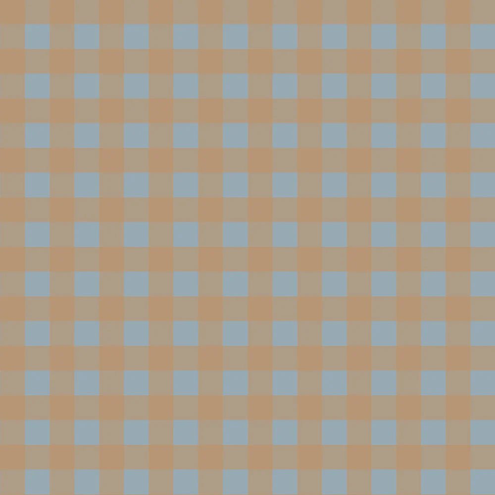 Wallpaper - Check Minimini Brown Blue - Le Petit Marché Home Furniture
