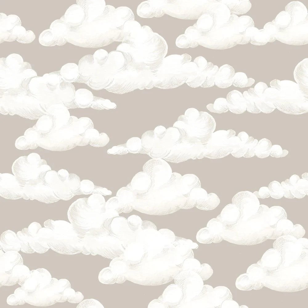 Wallpaper - Classic Velveteen Clouds Beige - Le Petit Marché Home Furniture