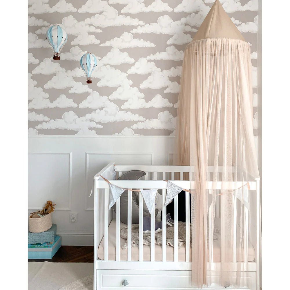 Wallpaper - Classic Velveteen Clouds Beige - Le Petit Marché Home Furniture