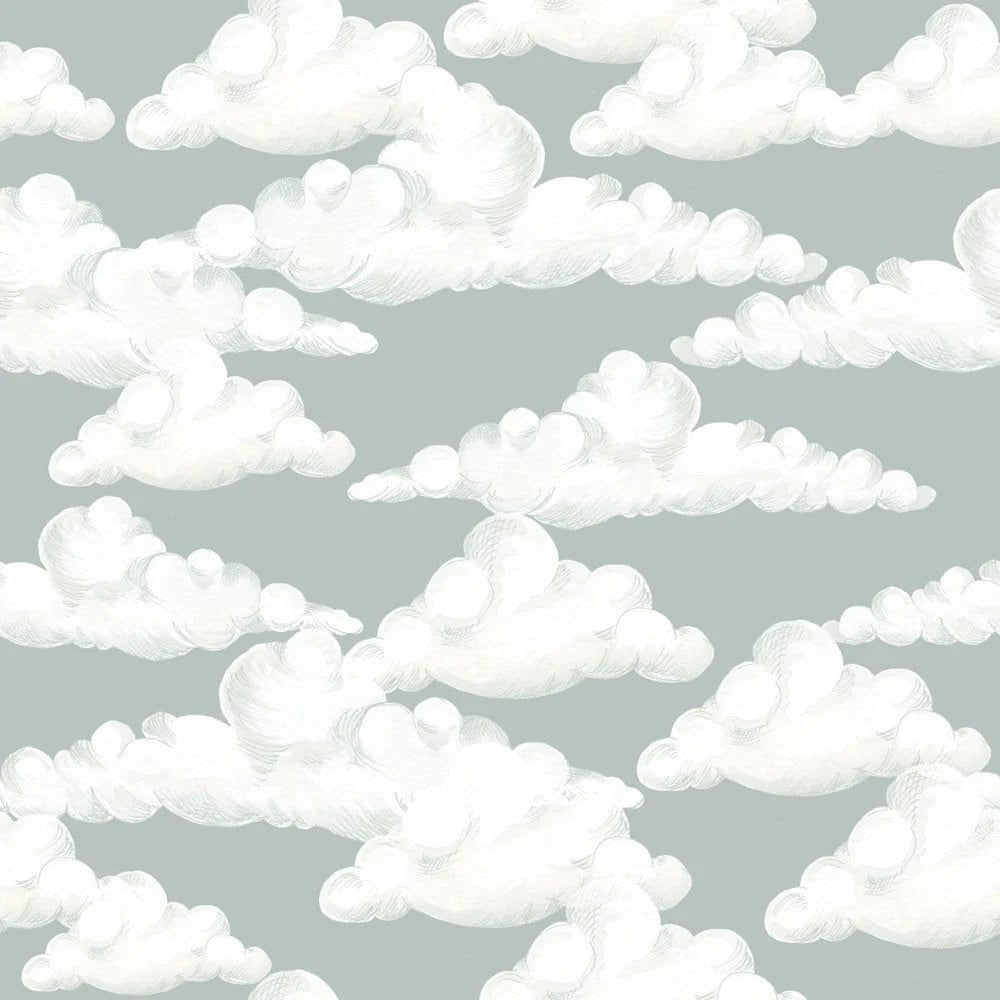 Wallpaper - Classic Velveteen Clouds Gray Blue - Le Petit Marché Home Furniture