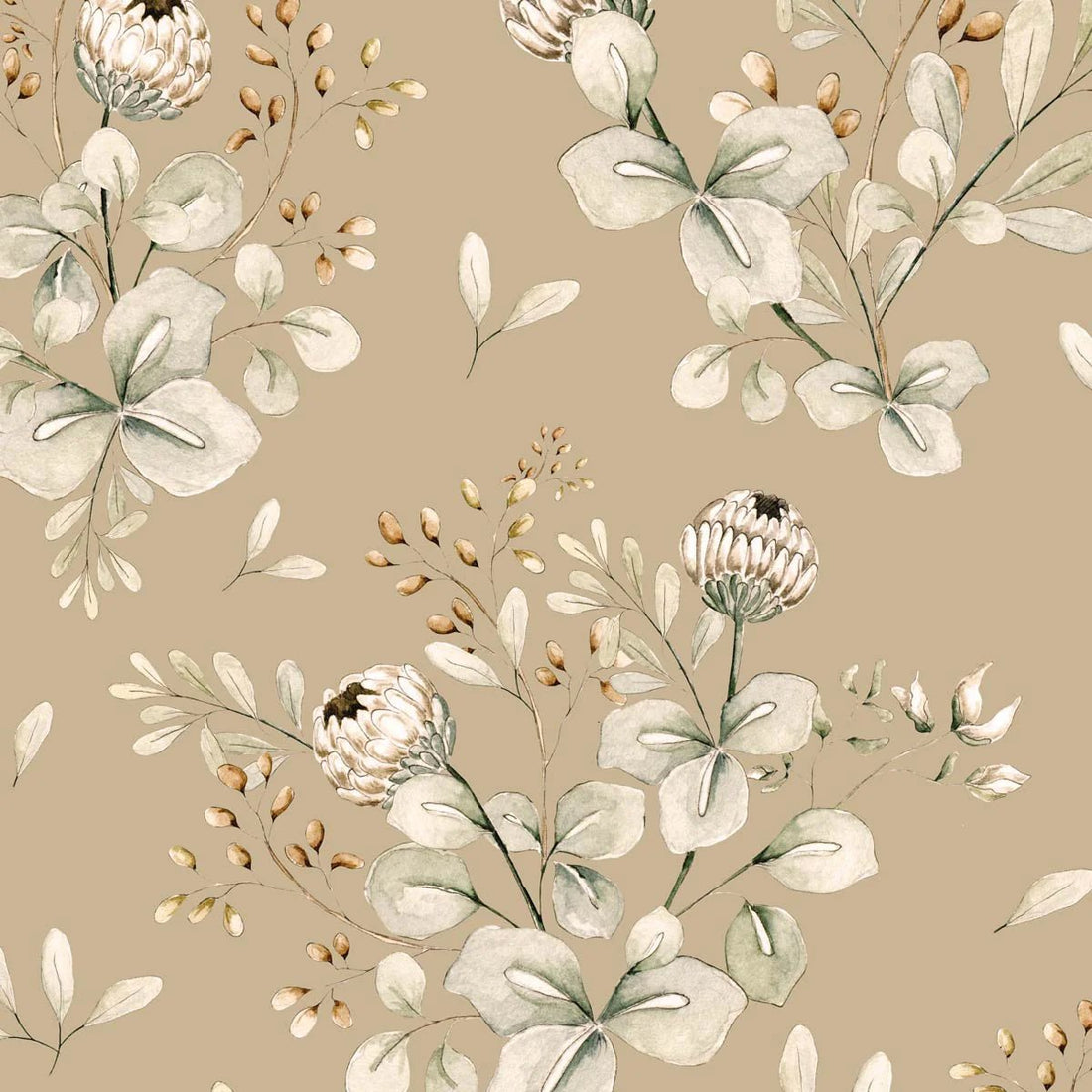Wallpaper - Clover Beige Wallpaper / Return to Innocence - Le Petit Marché Home Furniture