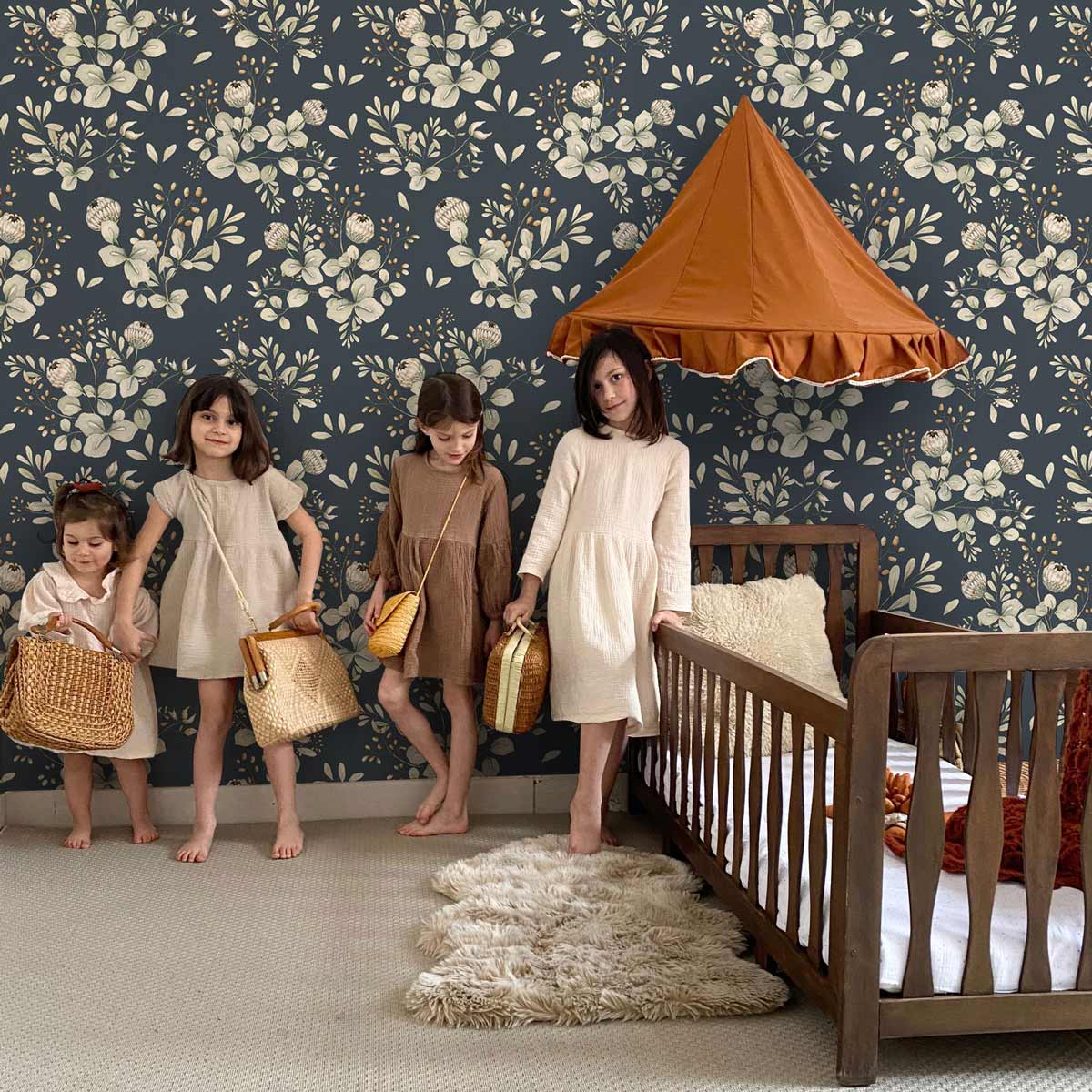 Wallpaper - Clover Blue Wallpaper / Return to Innocence - Le Petit Marché Home Furniture