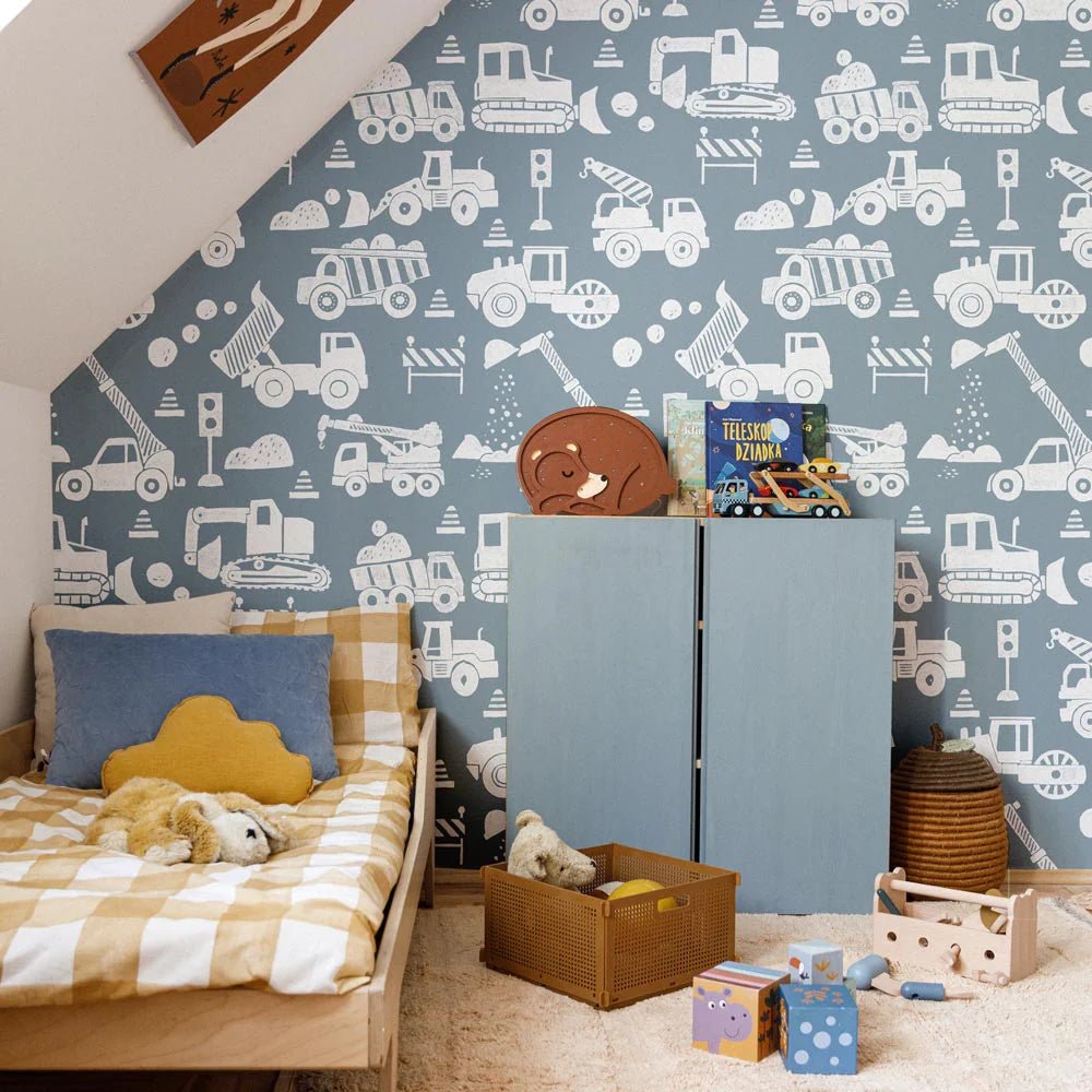 Wallpaper - Construction Blue - Le Petit Marché Home Furniture