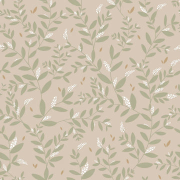 Wallpaper - Delicate Twigs with Green and Beige - Le Petit Marché Home Furniture