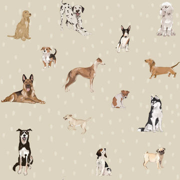 Wallpaper - Dogs are The Best Beige with Dots - Le Petit Marché Home Furniture