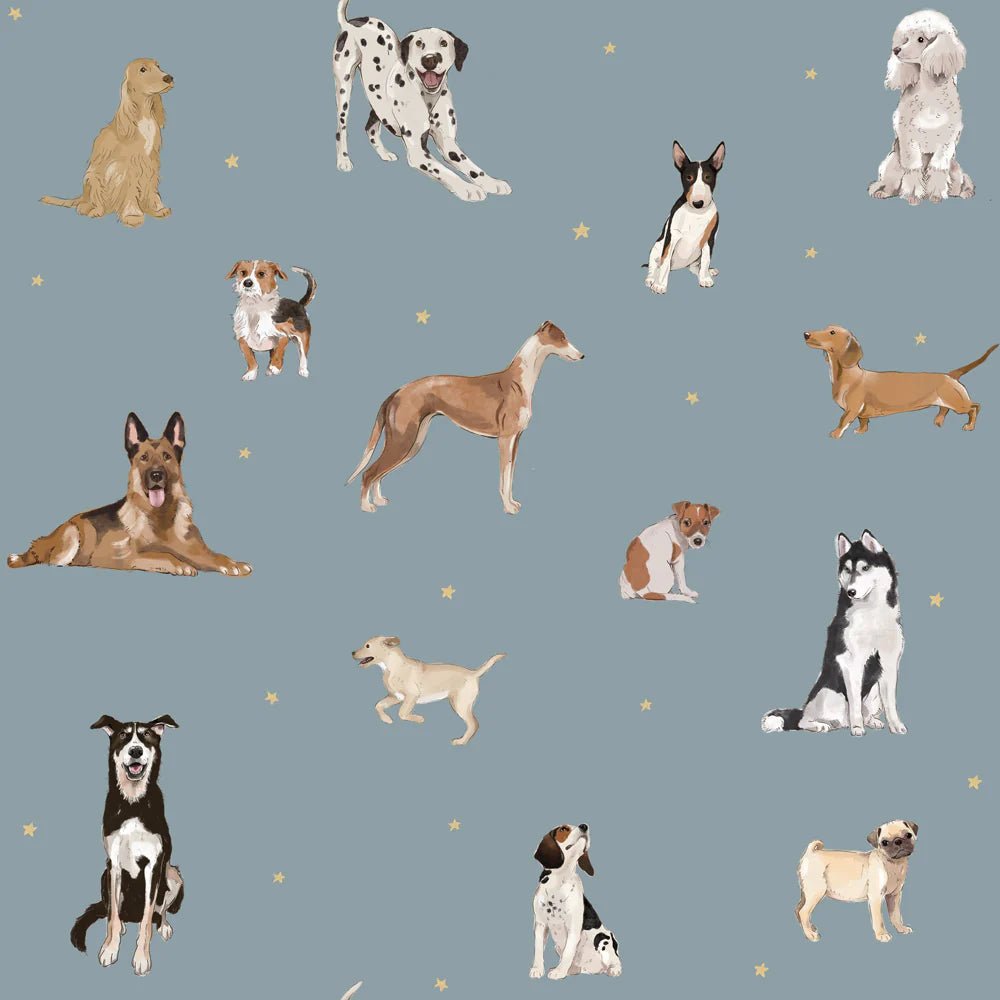 Wallpaper - Dogs are The Best Blue - Le Petit Marché Home Furniture