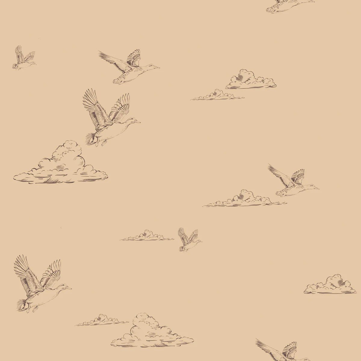 Wallpaper - Ducks in the Sky Beige - Le Petit Marché Home Furniture