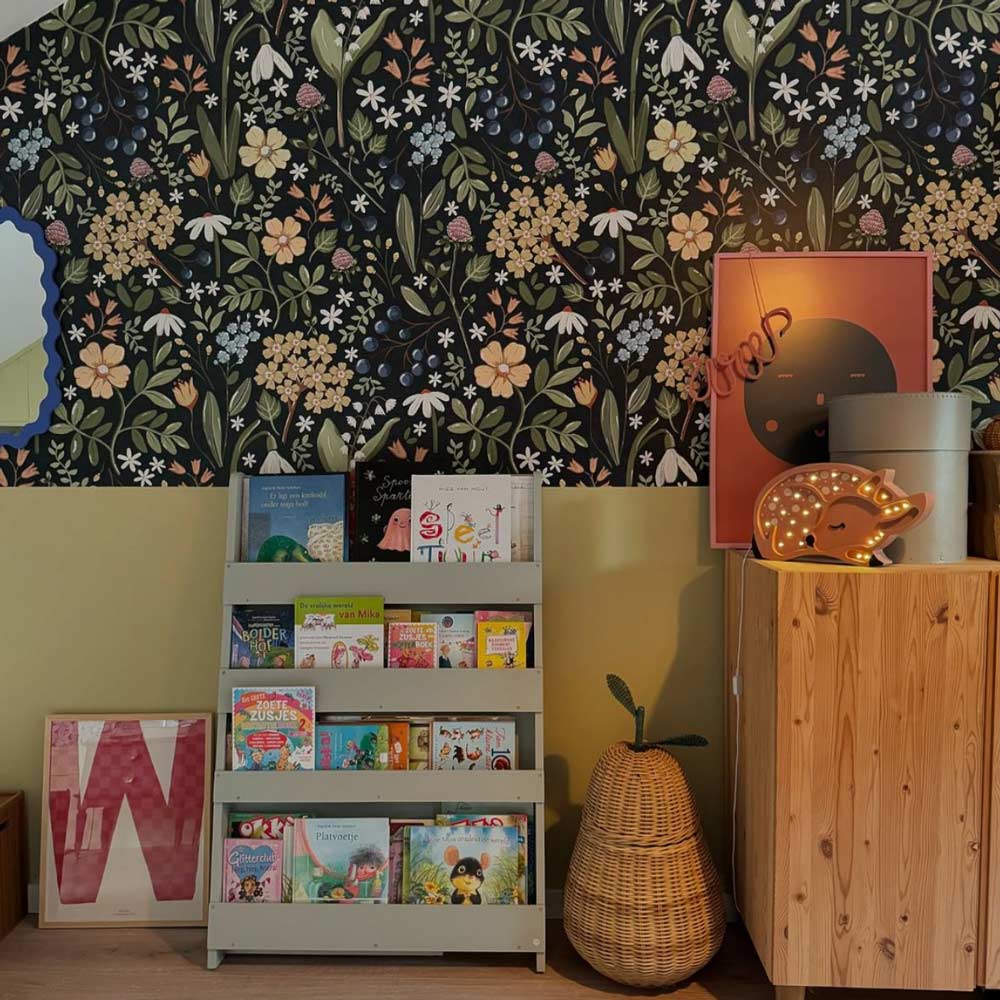 Wallpaper - Field of Flowers Navy Blue - Le Petit Marché Home Furniture