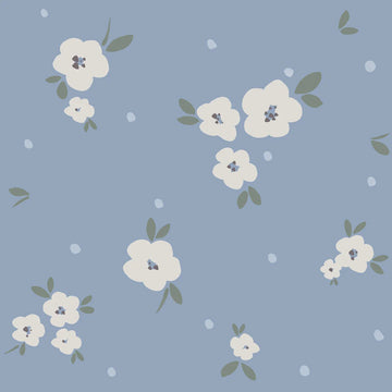 Wallpaper - Floral Draw Blue - Le Petit Marché Home Furniture