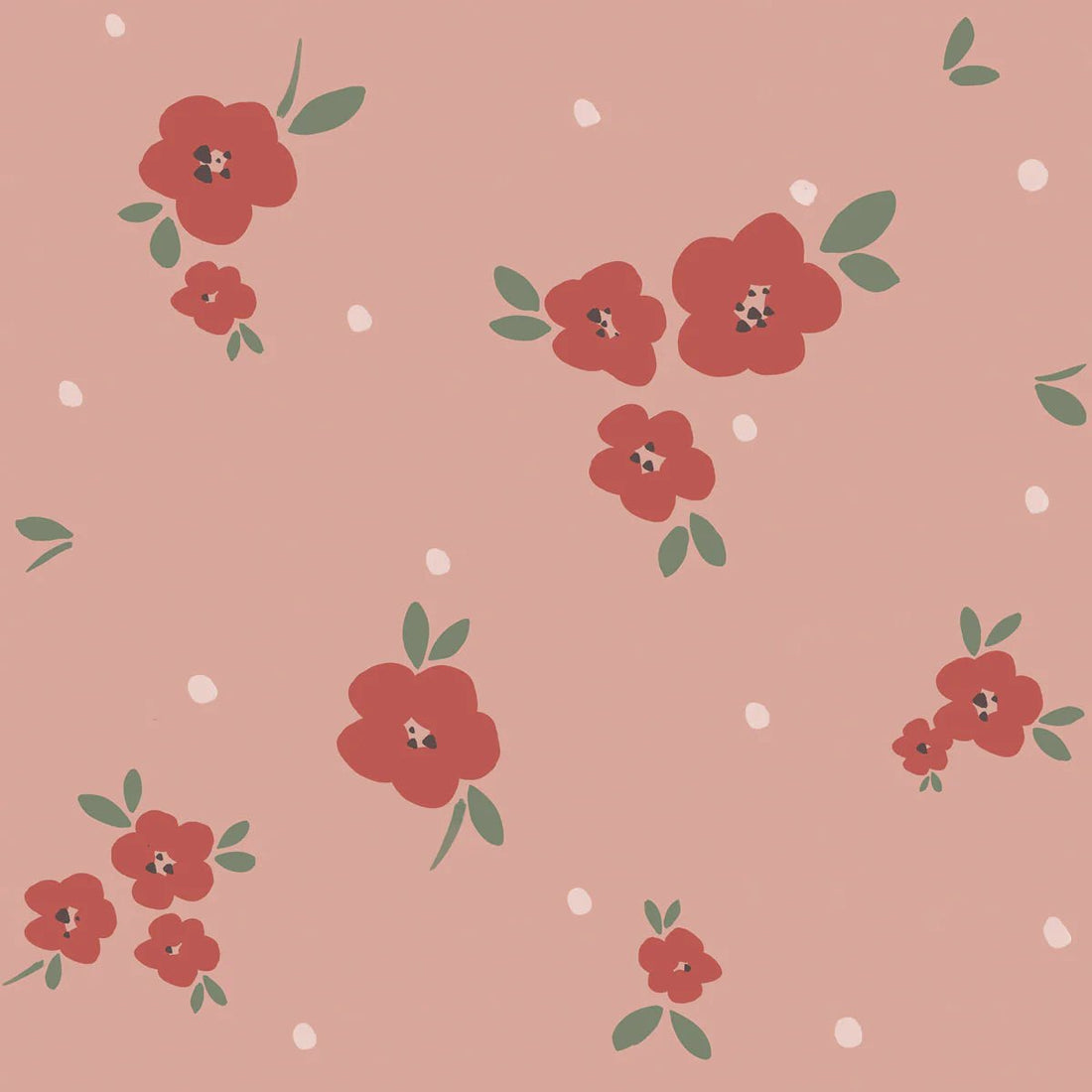 Wallpaper - Floral Draw Pink Red - Le Petit Marché Home Furniture